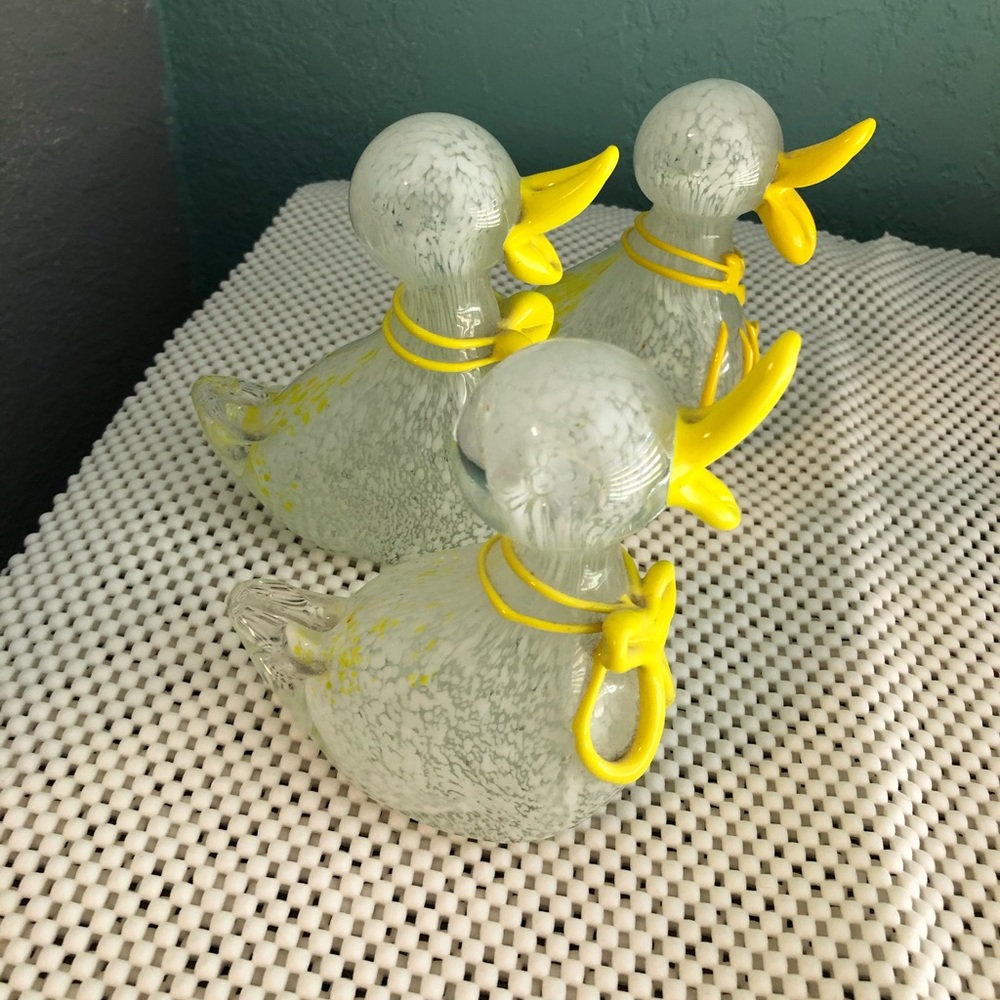 Blown glass ducklings